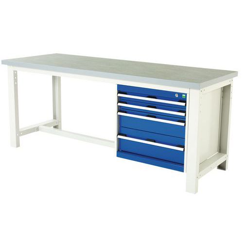 Banco Cubio con 4 cassetti – Larghezza 200 cm – Linoleum