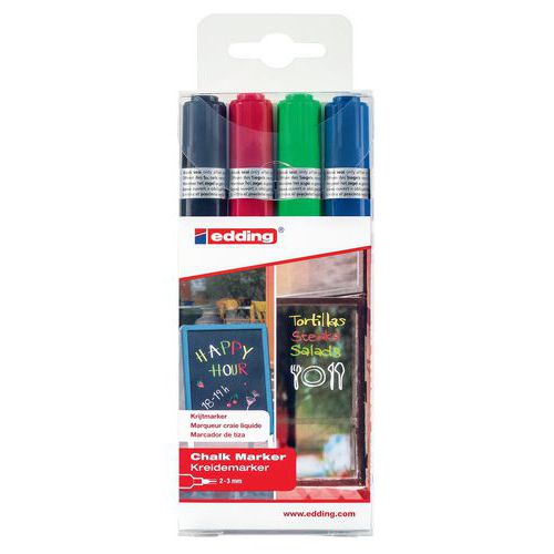 Pennarello a gesso Edding E4095 – Scatola da 4 – Colori standard