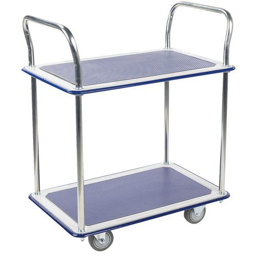 Carrello con ripiani in metallo – 2 ripiani – Portata 200 kg – Manutan Expert