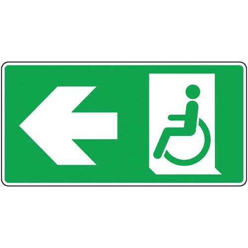 Cartello Uscita disabili freccia a sinistra in alluminio – Manutan Expert