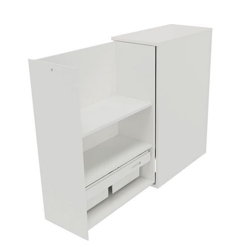 Cassettiera bianca ad apertura laterale a sinistra – Altezza 115 cm – Cassetti fissi + 1 telescopico