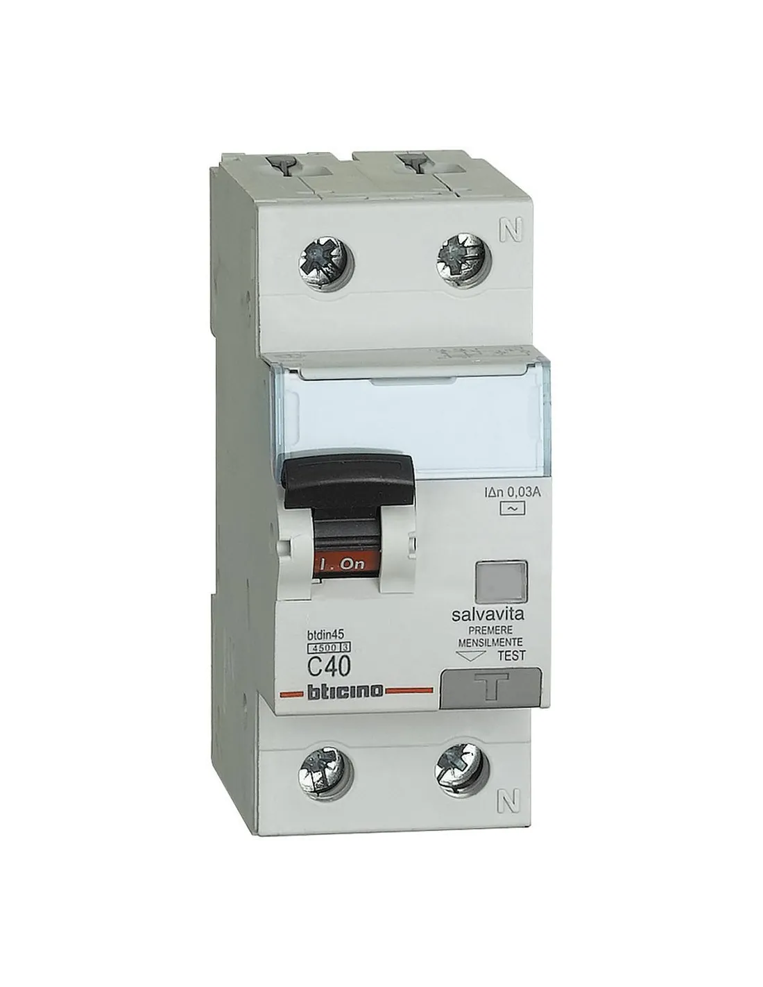 Magnetotermico differenziale Salvavita Bticino 40A 1P+N 30MA AC 4,5KA GA8813AC40