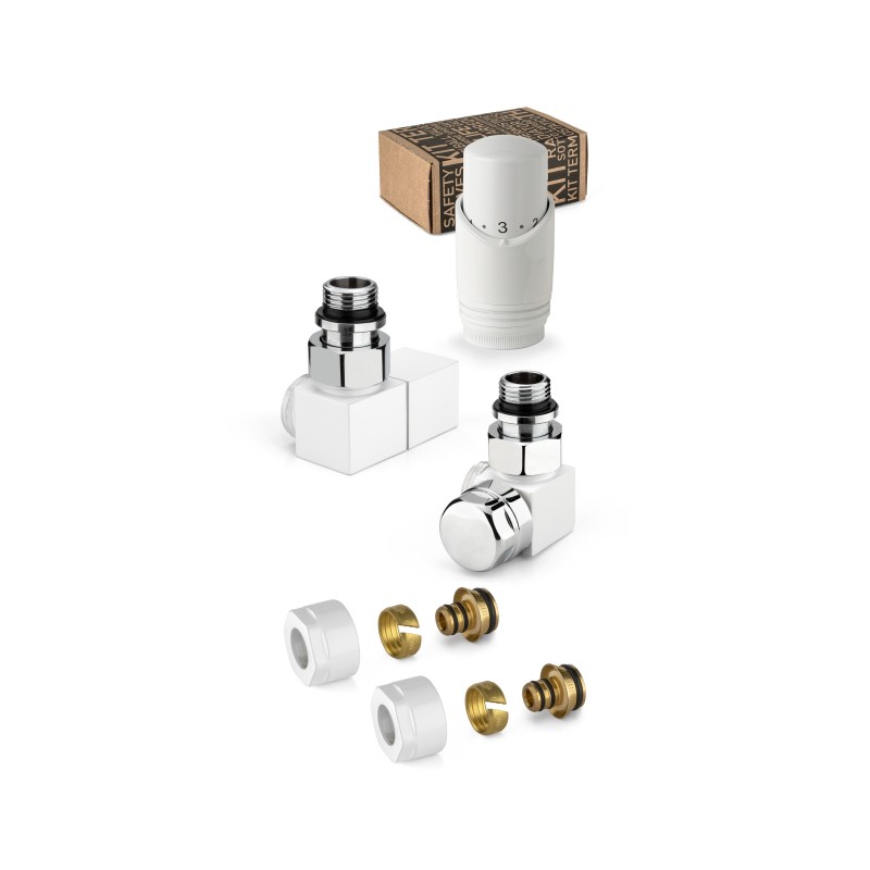 Kit valvole d’arredo termostatizzabili colore bianco e cromo modello quadro APM 137KB 015 M 16 12