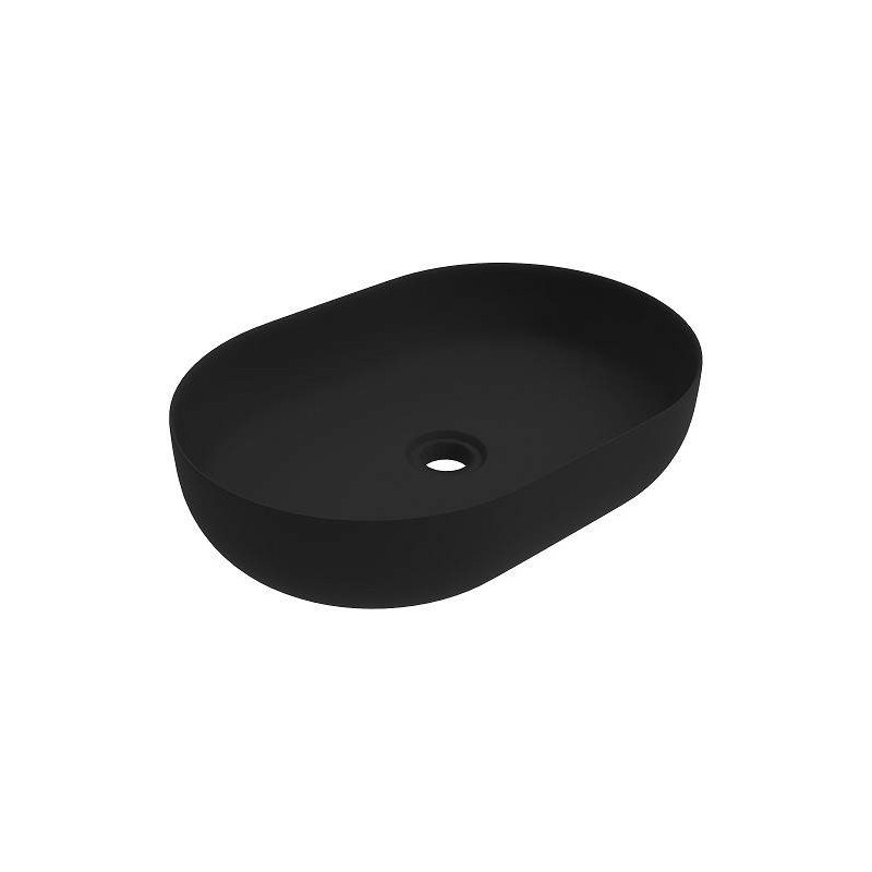 Lavabo d’appoggio ovale da 416×600 mm in colore nero opaco Ercos Musa BLCERNMUSA0002