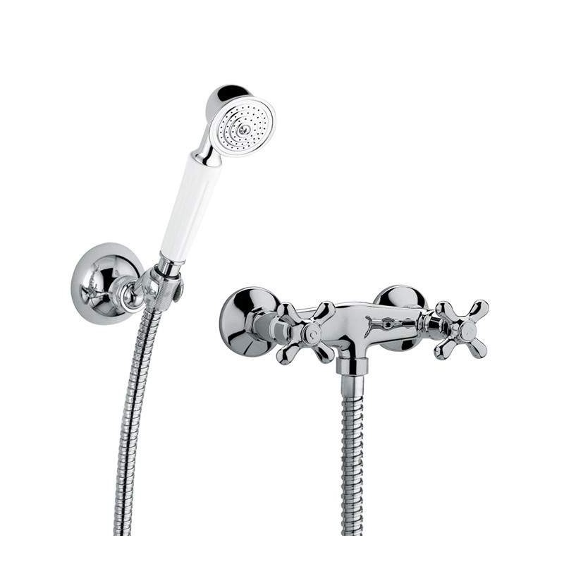 Rubinetto a parete per doccia doppia leva con set doccia in colore cromo Paffoni Iris IRV168DCR