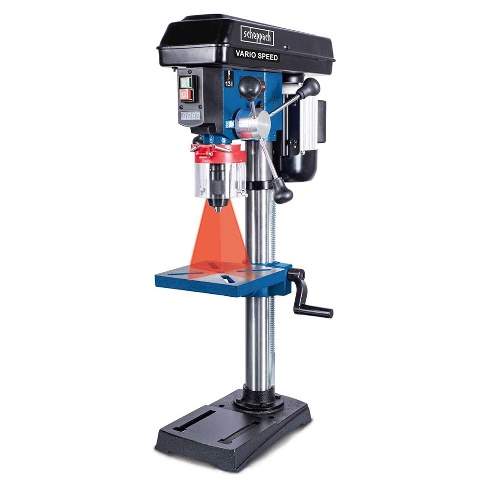 Scheppach DP19VARIO – Trapano a colonna con regolazione di velocità e laser